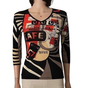 NWOT Vintage Noun Paris graphic top made in France